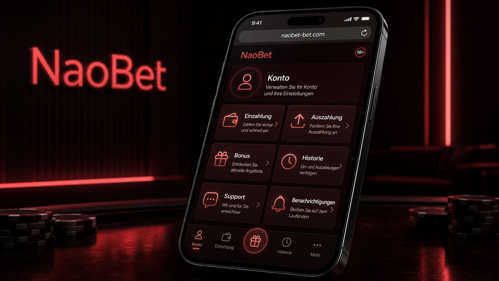 Funktionen der NaoBet Smartphone App